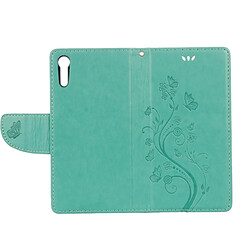 Wewoo Housse Étui vert pour Sony Xperia XZ Papillons Amour Fleurs Gaufrage Horizontal en cuir Flip avec support & Slots de cartes Portefeuille & Longe pas cher