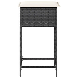 Acheter vidaXL Tabourets de bar jardin coussins lot de 2 noir résine tressée