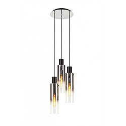 Luminaire Center Suspension 3 ampoules Chrome noir,poli pas cher