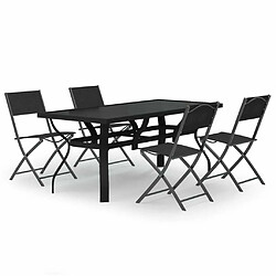 Salle à manger de jardin 5 pcs,Table et chaise à dîner Gris et noir -MN48484