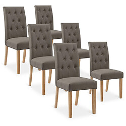 NC Lot de 6 chaises capitonnées Gaya tissu taupe