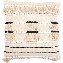 ICONIK INTERIOR Coussin carré design boho Bali en coton, coussin + rembourrage - Juno Blanc