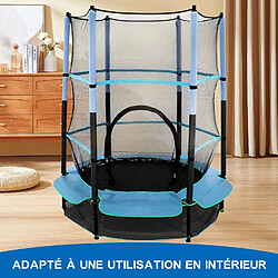 Tranpoline Exterieur avec Filet de protection - Trampoline enfant et adulte-K IKIDO-Ø 140 x 160H(130hauteur de filet)-Trampoline de jardin-Ressort-Cadre en acier-Bleu pas cher