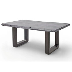 Pegane Table basse simple en bois d'acacia massif laqué gris/antique - L.110 x H.45 x P.70 cm