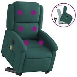 Maison Chic Fauteuil Relax pour salon, Fauteuil inclinable de massage Vert foncé Tissu -GKD24892