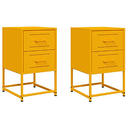 vidaXL Tables de chevet 2 pcs jaune moutarde 36x39x60,5 cm acier