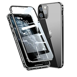 Coque en cadre métallique cadre d'installation magnétique double face complet noir pour votre Apple iPhone 12 Pro