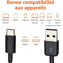 Cable type C vers USB- 2M Noir - Little Boutik©