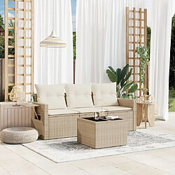 Maison Chic Salon de jardin avec coussins 4 pcs | Ensemble de Table et chaises | Mobilier d'Extérieur beige résine tressée -GKD92865