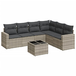 vidaXL Salon de jardin avec coussins 7 pcs gris clair résine tressée