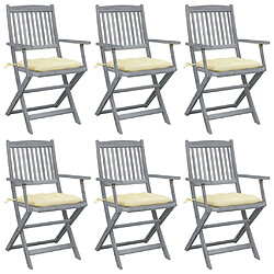 Maison Chic Lot de 6 Chaises pliables d'extérieur avec coussins | chaises de jardin | Fauteuil Relax Bois d'acacia -GKD69312