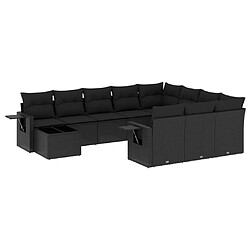 Maison Chic Salon de jardin 11 pcs avec coussins | Ensemble de Table et chaises | Mobilier d'Extérieur noir résine tressée -GKD68929