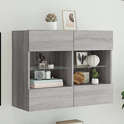 Maison Chic Meuble TV mural, Banc TV avec lumières LED pour salon, Meuble de rangement sonoma gris 78,5x30x60,5 cm -GKD72485