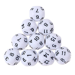 Acheter 10pcs 16 faces d16 14mm opaque acrylique dés pour jeu de rôle rpg blanc