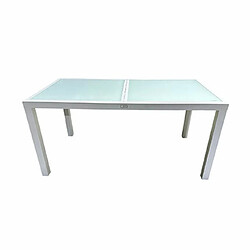 Mes Ensemble table 160/240 cm + 6 chaises en aluminium blanc