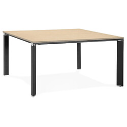 Alterego Table de réunion / bureau bench 'XLINE SQUARE' en bois finition naturelle et métal noir - 140x140 cm