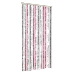 vidaXL Rideau anti-mouches gris argenté et rose 100x230 cm chenille