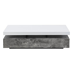 Vente-Unique Table basse avec 2 tiroirs en MDF - Béton et blanc - FELIX