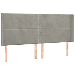 vidaXL Tête de lit avec oreilles Gris clair 203x16x118/128 cm Velours