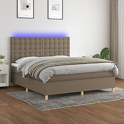 vidaXL Sommier à lattes de lit et matelas et LED Taupe 180x200cm Tissu