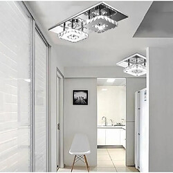 Stoex Blanc Plafonnier en Cristal Miroir Acier Inoxydable Double Tête Moderne LED Luminaire Lustre Eclairage Salon Chambre Couloir Entrée