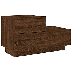 Maison Chic Table de chevet,Table de nuit,Table d'appoint pour salon avec lumières LED chêne marron 70x36x40,5 cm -MN95295 pas cher