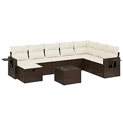 vidaXL Salon de jardin avec coussins 9 pcs marron résine tressée