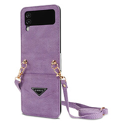 Etui en PU + TPU N.BEKUS anti-chute avec lanière pour votre Samsung Galaxy Z Flip4 5G - violet