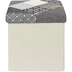 Avis The Home Deco Factory Pouf coffre pliable Patchwork gris.