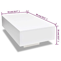 Maison Chic Tabls basse,Table Console pour salon Haute brillance Blanche -MN68503 pas cher