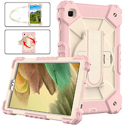 Coque en TPU + Silicone Couleur de contraste de conception avec béquille en dragonne Or rose/Beige pour votre Samsung Galaxy Tab A7 Lite 8.7 pouces T225/T220 (2021)