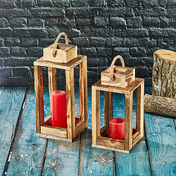 Hanah Home Ensemble de 2 lanternes en bois.