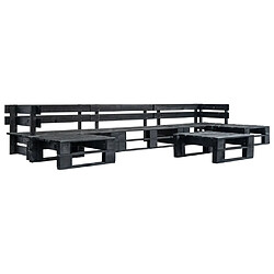 vidaXL Canapés de jardin palette 6 pcs Noir Bois