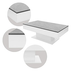 Acheter Table basse 110x60x40 cm blanc/imitation béton incl. 2 compartiments de rangement sous plateau coulissant ML-Design