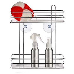 Acheter Lot de 2 ETAGERE MURALE SALLE DE BAIN 2 PANIERS DE DOUCHE ETAGERE DE SUPPORT DE RANGEMENT DE SALLE DE BAINS DE SUPPORT DE DOUCHE SUSPENDU EN CHROME DE 2 NIVEAUX 11,5X26X30,2CM+Berilo