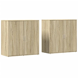 vidaXL Buffets 2 pcs chêne sonoma 79x38x80 cm bois d'ingénierie