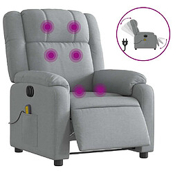 vidaXL Fauteuil de massage inclinable électrique gris clair tissu