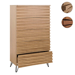 Mendler Commode HWC-M49, Armoire Highboard, design 3D 5 tiroirs bois massif mangue métal 145x80x44cm ~ naturel