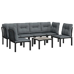 Avis Maison Chic Salon de jardin 7 pcs - Table et chaises d'extérieur - Mobilier/Meubles de jardin Moderne noir et gris résine tressée -MN46768