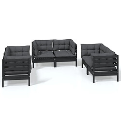 Maison Chic Salon de jardin 6 pcs + coussins - Mobilier/Meubles de jardin - Table et chaises d'extérieur Bois de pin massif -MN69678