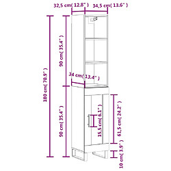 vidaXL Buffet haut Chêne fumé 34,5x34x180 cm Bois d'ingénierie pas cher