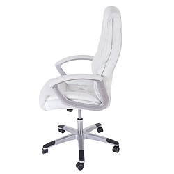 Decoshop26 Fauteuil chaise de bureau sur roulettes XXL pivotante en synthétique blanc 04_0001908