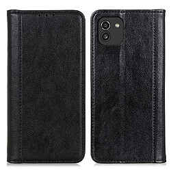 Etui en PU texture litchi, absorption magnétique noir pour votre Samsung Galaxy A03 (164.2x75.9x9.1mm)