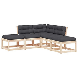 Maison Chic Salon de jardin 5 pcs avec coussins | Ensemble de Table et chaises | Mobilier d'Extérieur bois de pin massif -GKD50954