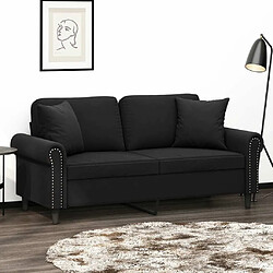 Maison Chic Canapé 2 places avec oreillers,Sofa de Salon,Canapé droit décoratifs noir 140 cm velours -GKD789196