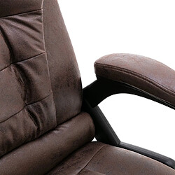 Helloshop26 Chaise fauteuil siège de bureau informatique étude foncé similicuir daim brun 02_0024030 pas cher