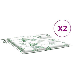 vidaXL Coussins de chaise lot de 2 motif de feuilles 50x50x3 cm tissu