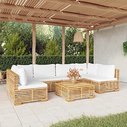 vidaXL Salon de jardin 7 pcs avec coussins Bois de teck solide