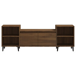 Maison Chic Meuble TV scandinave - Banc TV pour salon Chêne marron 160x35x55 cm Bois d'ingénierie -MN10023 pas cher