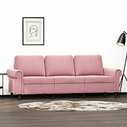 Maison Chic Canapé à 3 places,Canapé droit,Sofa de Salon,Banquette Rose 180 cm Velours -GKD441110